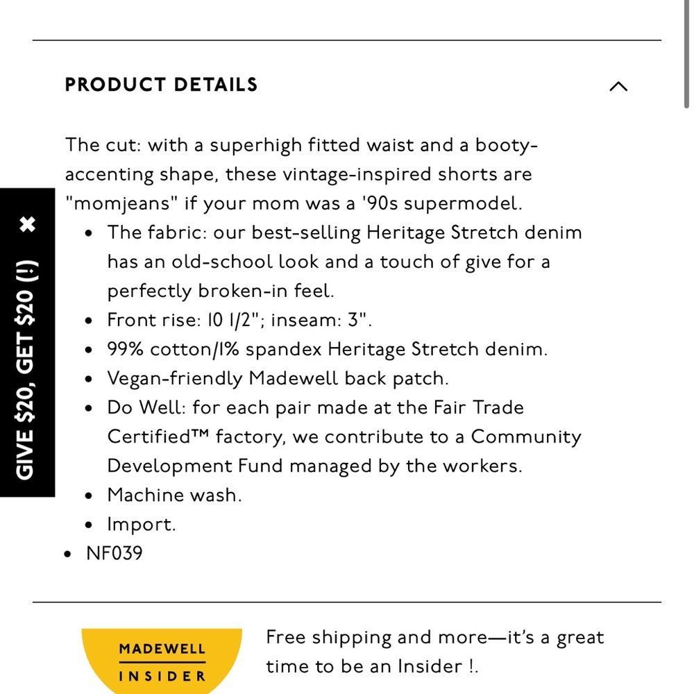 🆕Madewell The Perfect Jean Short in Fiore Wash: Destroyed Edition - Picture 6 of 6